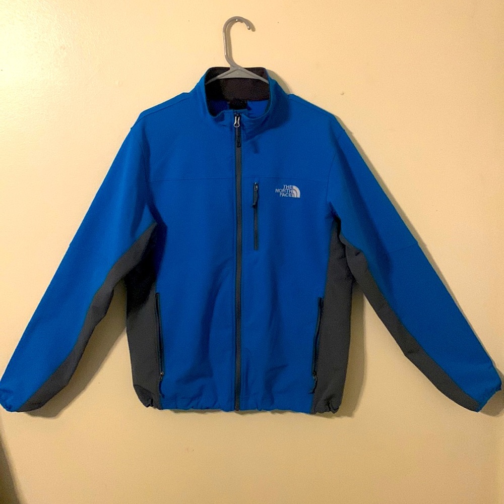 North face jacket Medium bright blue and grey!!